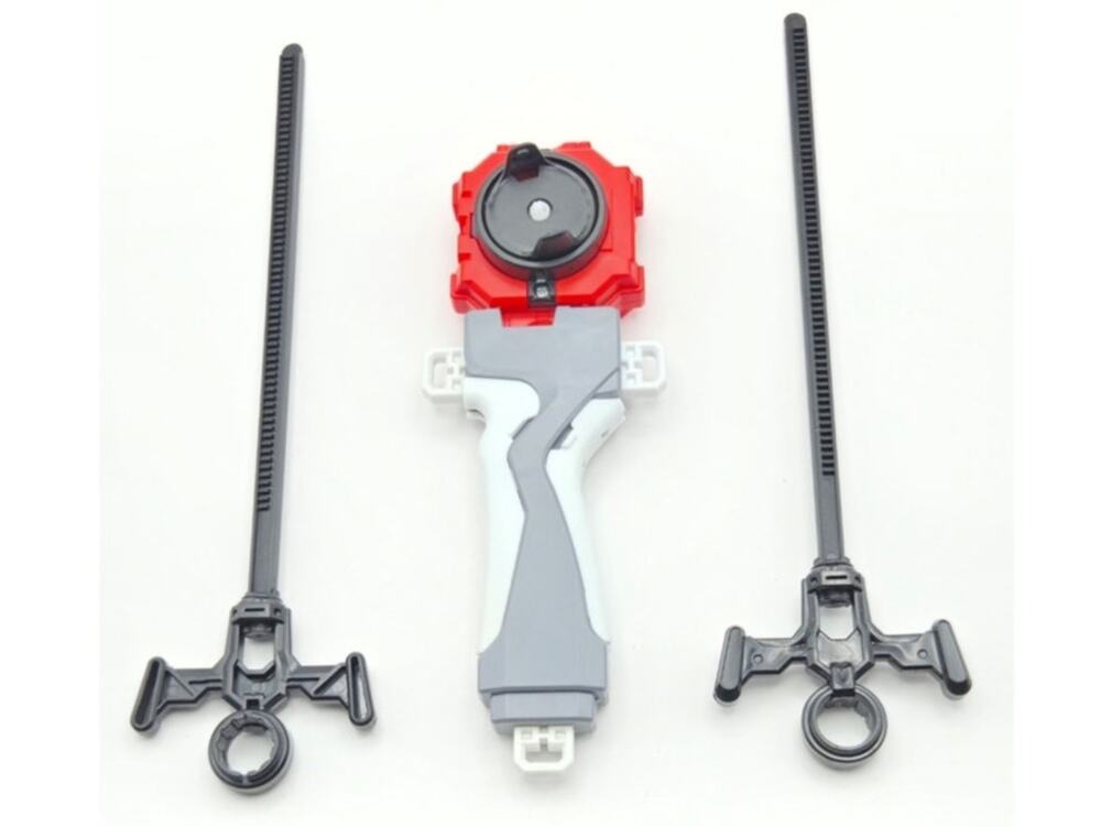 Beyblade Burst Red Gray Launcher W/ 2 Ripcords Tested working